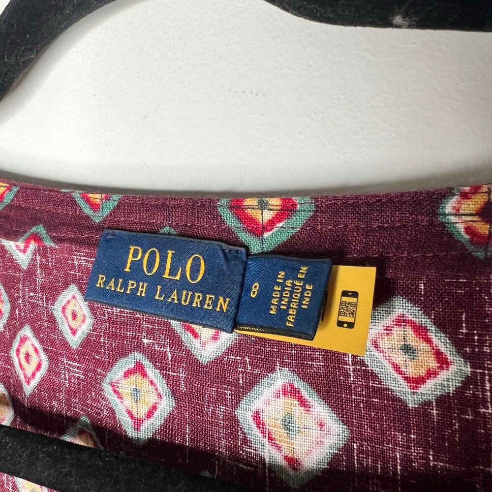 Polo Ralph Lauren Printed Linen Blouse Size 8 - Picture 3 of 7